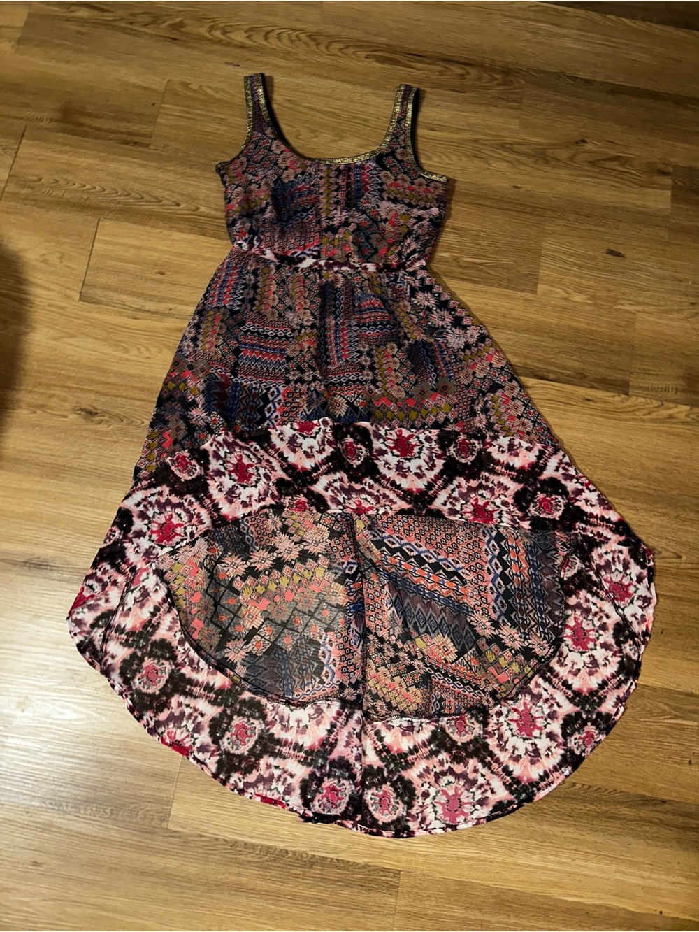 Bohemian Multi High-Low Paisley Summer Dress